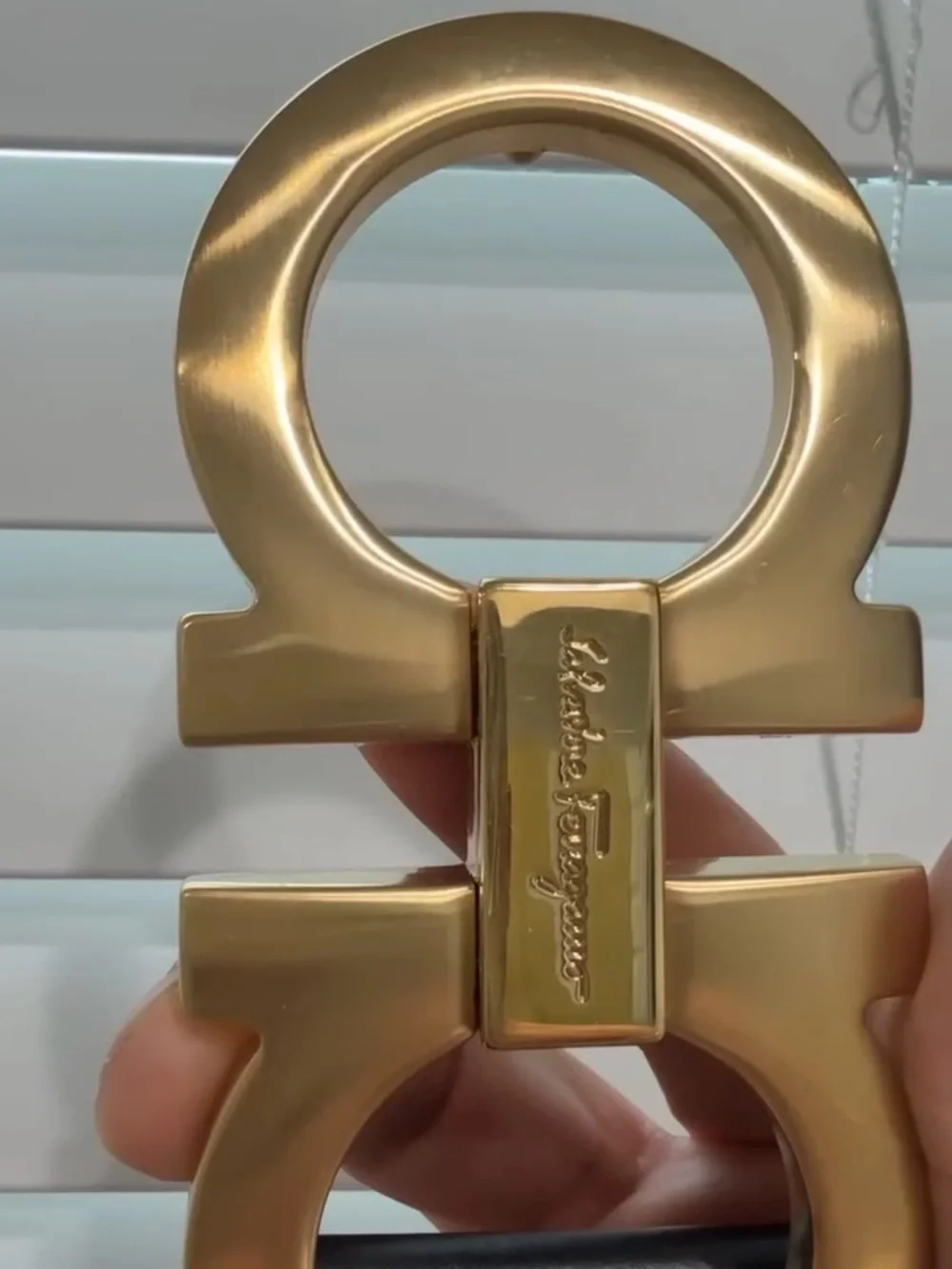 Salvatore Ferragamo Gold Double Gancini Belt Buckle